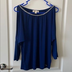 Michael Kors Cold Shoulder Blue Silver Chain Neck